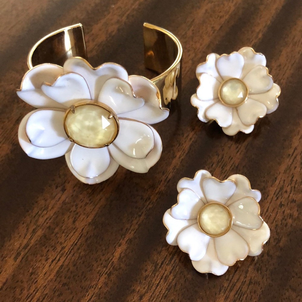 Kate Spade Bright Blossom Cuff Bracelet & matching earrings